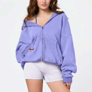 Sudadera con Capucha Oversize para Mujer, Hombros Caídos, Color Liso, Forro Polar 100% Algodón Ecológico Transpirable, Bordada, Tallas Grandes - Product Image 1