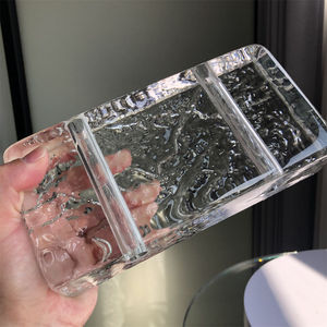 Blocs de briques en verre cristal transparent blanc clair à motif de pierre simple face en gros d'usine pour la décoration de bâtiment - Product Image 5