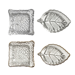 Simple ins <span class=keywords><strong>vent</strong></span> forme de feuille carrée plat de sauce en verre clair ménage assaisonnement soucoupe assiette sauce soja plat bol vaisselle - Product Image 5