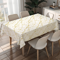 Nappe de table rectangulaire en vinyle PVC RNPT à feuilles blanches, nappes de table en plastique, nappes de table PVC essuyables, nappe de table en toile cirée