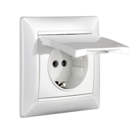 Prise Schuko étanche à un seul pôle 16A/10A Norme européenne Mise à la terre Prise murale à 2 broches 250V Certifiée CE Blanche Durable Personnalisée