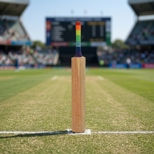 Bate de Cricket Clásico de Madera con Empuñadura Arcoíris, Resistente para Práctica y Entrenamiento - Product Image 4