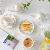 Service à thé de l'après-midi en céramique avec une tasse et un pot avec boîte-cadeau pour café et thé Design unique pour se divertir