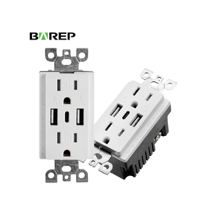 Barep ETL ช่อง15A USB 30W ช่องเสียบผนังพร้อมช่องเสียบ USB A & Single Type C สำหรับอุปกรณ์ไอโฟน/ไอแพด/แอนดรอยด์ - Product Image 1