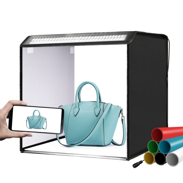 PULUZ 40cm Foldable Portable 24W 5500K Dimmable Light Photo Studio Kit with 6 Colors Backdrops