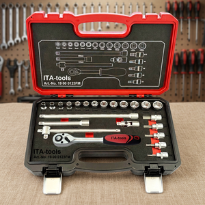 Customized juego de dados herramienta 23pcs 3/8"Dr. <b>Socket</b> Wrench Tool Kit with Hex Bit Taiwan Supplier - Product Image 1