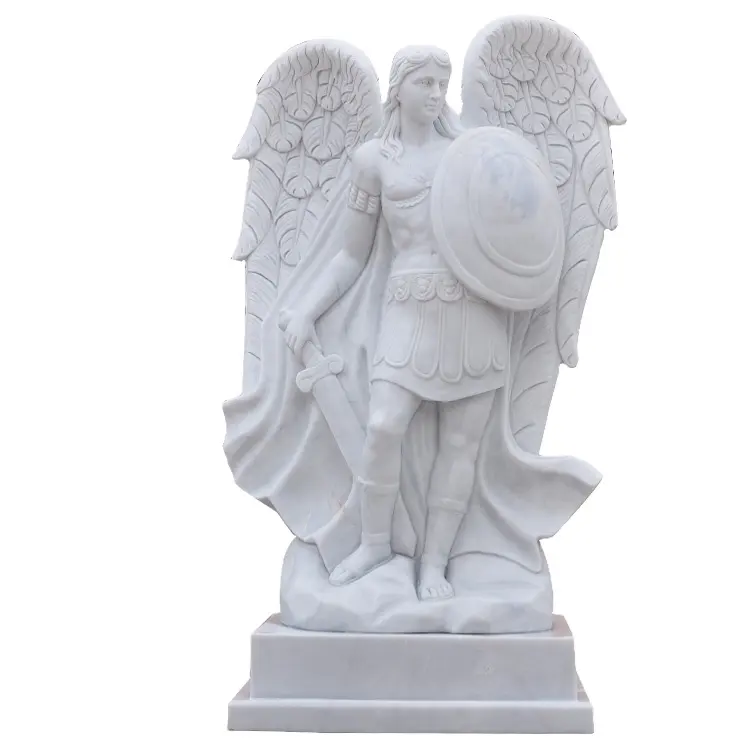 Custom Stone Home Decor Uitgehouwen Grote Vleugels Sculptuur Levensgrote Grote Marmeren Engelenbeelden