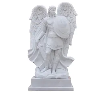 Custom Stone Home Decor Carved Big Wings Sculpture Life Size Large Marble Angel Statues