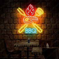 Dropshipping, enseignes au néon BBQ personnalisées, décoration murale LED personnalisée pour les fournitures de fête, les restaurants, les bars à grillades, les magasins, logo lumineux au néon