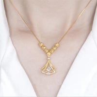 Kalung Fashion Perhiasan Liontin Berlian Bergelombang Rantai Kalung Baja Tahan Karat