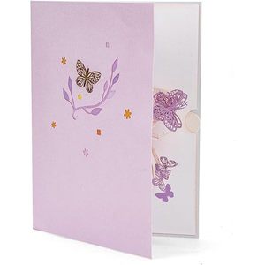 3D Pop-Up Butterfly Flower <b>Paper</b> Greeting Card with Gold Stamping and Die Cutting <b>Handmade</b> Art for Women Purple ZS P2100 - Product Image 2