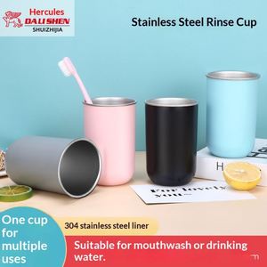 High Color Value Wash Gargle Brush Cylinder Large Capacity High Temperature Resistant Double Layer Adult Coffee Stainless Steel - Product Image 5
