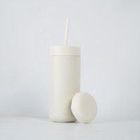 Gobelets isothermes personnalisés en acier inoxydable de 16 oz, finition thermolaquée, avec couvercles et pailles, pour la vente en gros