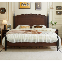 Lit double Yu Si Ke en chêne rouge français massif, lit moelleux, durable, luxueux, style vintage, confortable pour les chambres à coucher