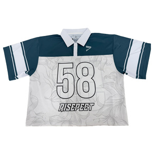 Chemise polo rétro de football brodée avec panneaux en maille respirante et coupe ample pour les fans de football américain - Product Image 1