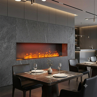 Meuble TV avec foyer encastré à brume, foyer décoratif à flamme simulée LED réaliste et naturelle avec un grand espace de rangement
