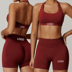 Conjuntos Deportivos de Impacto para Mujer, 2 Piezas, Top Deportivo con Espalda Cruzada y Pantalones Cortos, para Ejercicio, Gimnasio, Yoga, Fitness, Venta al por Mayor - Product Image 2