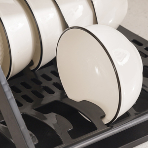 Escurridor de platos de plástico de 2 niveles, escurridor de cubiertos, soportes de almacenamiento, escurridor de platos con escurridor para mostrador de cocina - Product Image 4