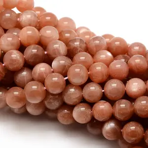 PandaHall 15.5 inç 6mm yuvarlak doğal şifa Sunstone boncuk