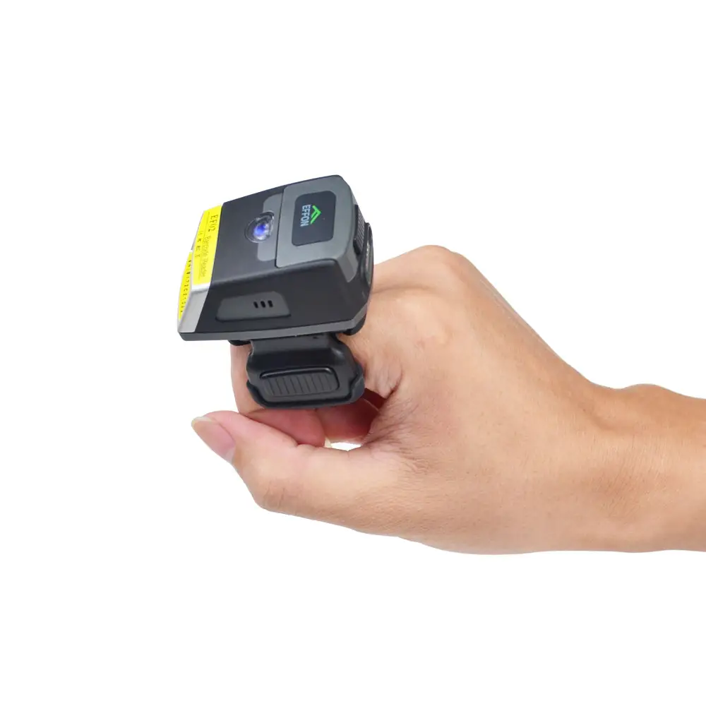 De code à barres portable doigt scanner 1D 2D bleu bague dentée pour entrepôt d'expédition l'industrie soutien connexion nfc EF02