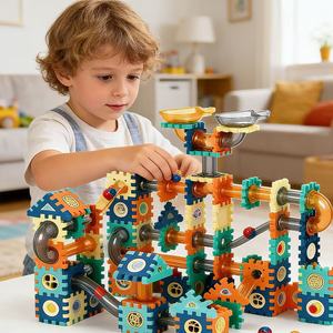 Blocs de construction Marble Run, 246 pièces, jouet éducatif pour enfants de 4 à 7 ans, ensemble de pistes d'assemblage avec billes roulantes - Product Image 1