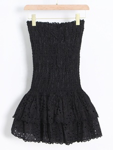 OUDINA Venta al por mayor verano estiramiento Casual elegante hueco patrón <span class=keywords><strong>Vestido</strong></span> corto para las mujeres - Product Image 6