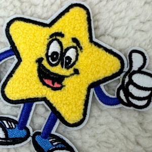 GRS Certified Colorful Stability Cartoon Star man Embroidery Patch Iron on Backing chenille embroidery patches for T-shirt - Product Image 2