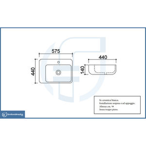 La44 Lavabo de Porcelana Moderno y Tradicional de 57.5x44cm, Lavabo Rústico para Baño, para Uso en Hoteles, para Instalación en Encimera - Product Image 2