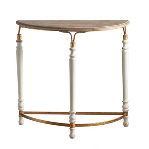 Mesa Consola Estilo Francés con Superficie de Madera y Acabado Desgastado para Decoración de Sala de Estar o Entrada - Product Image 5