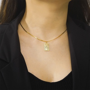 Major Arcana <span class=keywords><strong>Tarot</strong></span> tarjeta collar mujer gargantilla serpiente cadena Retro amuleto Lucky Sun Moon Star <span class=keywords><strong>Tarot</strong></span> joyería de acero inoxidable - Product Image 1