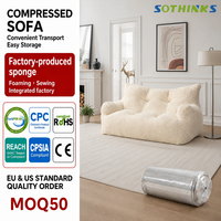 Canapé de salon carré blanc en PU avec accoudoirs fixes durables, tissus personnalisables, canapé sans ossature, canapé compressé