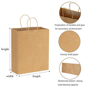 Vente en gros de sacs shopping en papier kraft de 15x8x21 cm, écologiques, anti-déchirure, portables, pour cosmétiques, bijoux, emballages cadeaux - Product Image 2