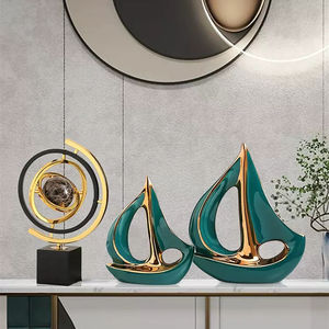 زخرفة قارب شراعي من السيراميك الفاخر البسيط الحديث، ديكور للمنزل والمكتب، زينة من البورسلين، مبيعات ساخنة بالجملة - Product Image 2