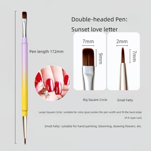 High Quality New Double-headed Nail <b>Brush</b> Nail Art <b>Brush</b> Metal Pen Holder Factory Wholesale Customization - Product Image 5