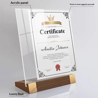 Cadre de présentation A4 en acrylique incliné pour certificat d'honneur, support polyvalent pour lettres d'autorisation, cartes de bureau et cartes d'identité