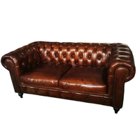 Canapé Chesterfield professionnel rétro vintage en cuir véritable capitonné style villa deux places pour intérieur