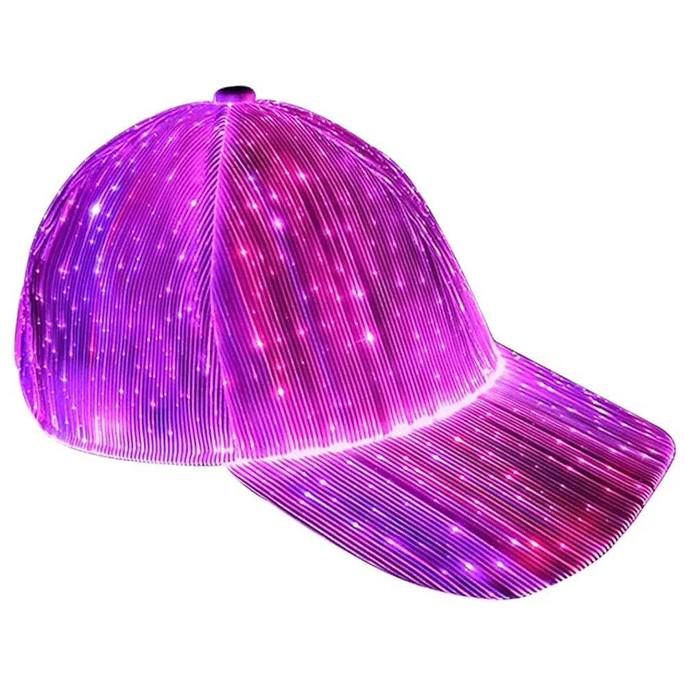 Sombrero luminoso con carga USB, gorra de fibra óptica, decoración de juguete de fiesta oscura, gorra de béisbol LED de Halloween