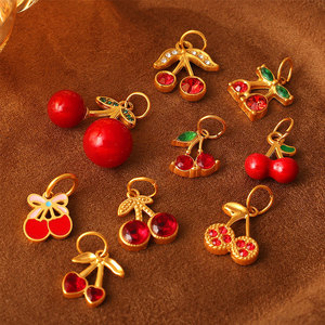 Custom DIY 14K 18K PVD Gold Plated 316L Stainless Steel Strawberry Cherry Charms For <b>Bracelet</b> Necklace Jewelry Making - Product Image 1
