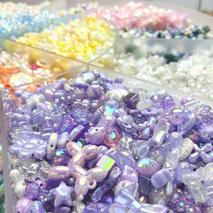 100g/Sacs Perles acryliques électroplaquées de formes variées pour accessoires DIY, perles en vrac pour bracelets, colliers DIY en plastique de styles et couleurs variés - Product Image 6