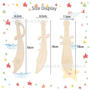 Colgante de cuchillo creativo estilo graffiti de madera, pintado y coloreado a mano, juguete educativo y de pintura DIY para niños. - Product Image 4