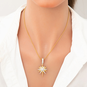 Collar de estrella de ocho puntas, colgante de circonita chapado en oro de 18k, cadena para clavícula, regalo de joyería para mujer - Product Image 1