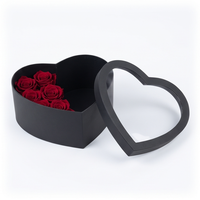 Boîte à fleurs en forme de cœur de qualité supérieure avec couvercle transparent, tailles imbriquées, boîte cadeau rigide, emballage cadeau floral personnalisé en papier