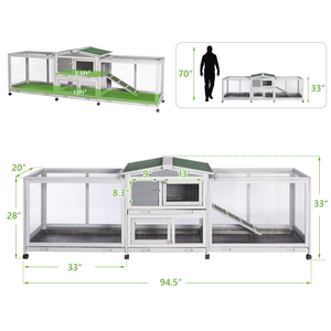 Huche de lapin <span class=keywords><strong>deux</strong></span> étages Cage de lapin extérieur en bois petit Animal maison en cours d'exécution, avec plateau amovible, rampe antidérapante et zone d'activité - Product Image 6