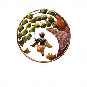 Elegante Adorno de Pared de Hierro Forjado Art Deco con Diseño de Krishna, Decoración Espiritual para el Hogar u Oficina, Adorno de Alta Calidad para Diwali, Decoración para Sala de Estar - Product Image 1