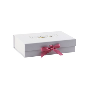 Customized Print logo White Cardboard Magnet Boxes <b>Magnetic</b> Closure <b>Box</b> with Ribbon - Product Image 5