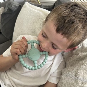 Baby Teething Ring Green <b>Silicone</b> <b>Beaded</b> Design 0 To 24 Months Unisex Infant Chew Toy With Usb Charging Cable - Product Image 5