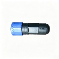 Conector de Alimentación M20 de 3 Pines, 300V 20A, Azul y Negro, Carcasa de Plástico, Bloqueo por Tornillo, con Longitud de Cable Personalizada