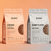 Sacs d'emballage alimentaire en papier kraft PLA biodégradable, résistants à l'humidité, réutilisables, avec fenêtre, imprimés avec un logo personnalisé, brun et blanc, pour friandises pour animaux de compagnie