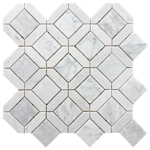 Mosaïque de marbre hexagonale à décor de villa de style européen Carreaux de mosaïque en marbre à <span class=keywords><strong>chevron</strong></span> blanc et <span class=keywords><strong>bleu</strong></span> pour douche et dosseret - Product Image 1
