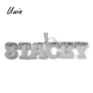UWIN Hip-hop personalizzato corona di grandi dimensioni di Throns lettera <span class=keywords><strong>nome</strong></span> 5A CZ ciondolo di diamante da uomo - Product Image 1